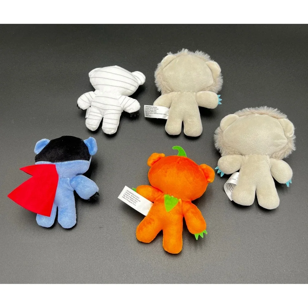 Deddy Bears 2023 Plush Lot 5pc Vampire Mummy Pumpkin Yeti Halloween Toys